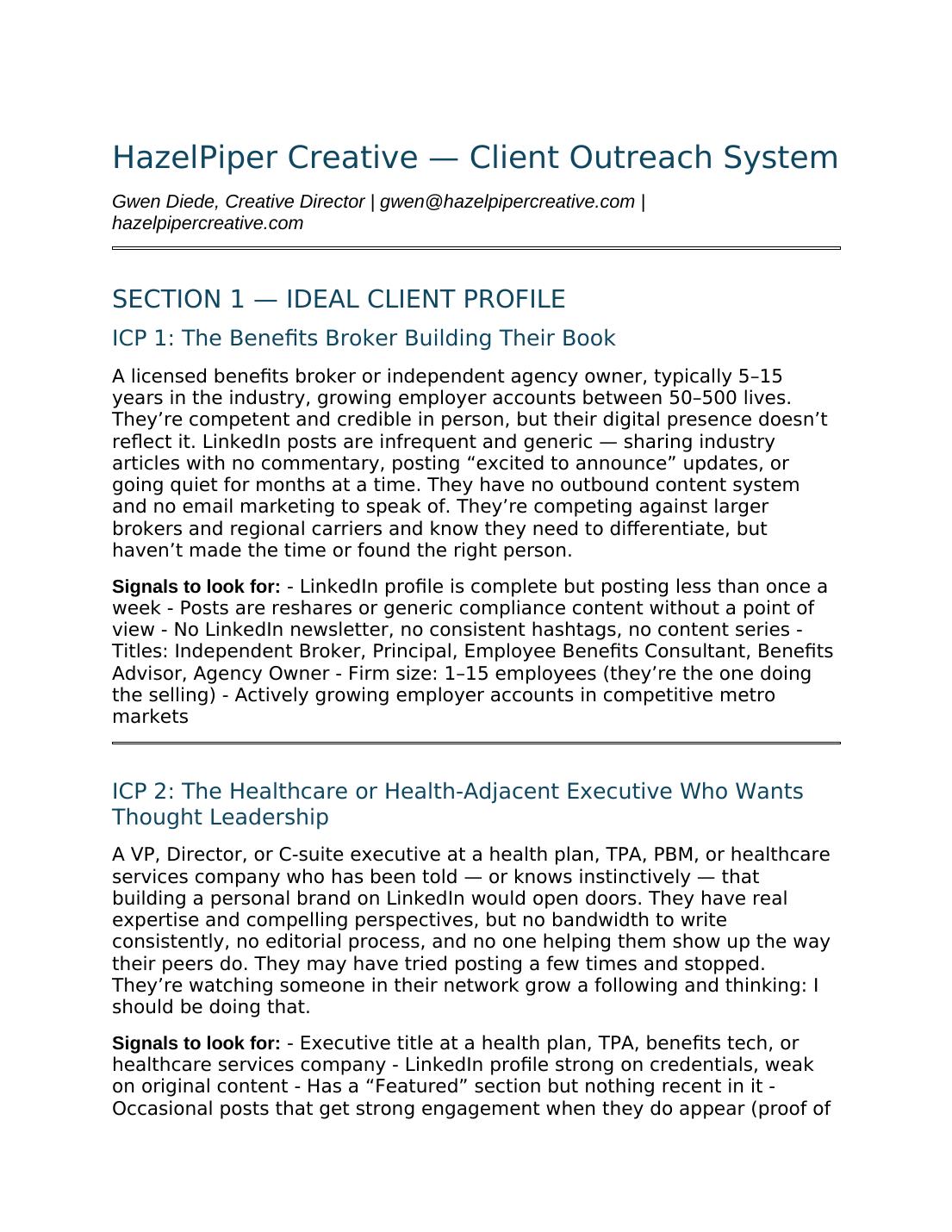 Client outreach system — outbound sequence documentation