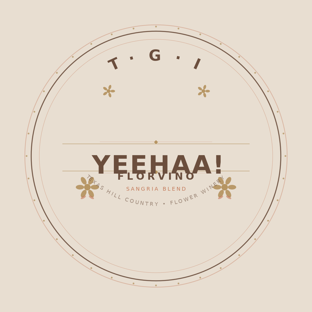 FlorVino TGI Yeehaa retro-style wine label artwork demonstrating the visual identity system