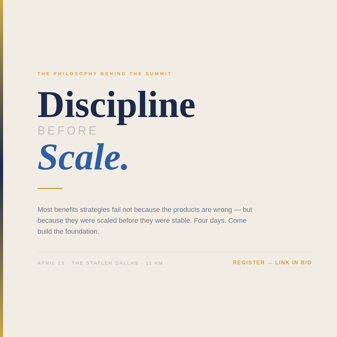 Discipline Before Scale